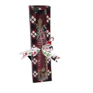 Mini Merry Christmas Rolling Pin Tree Beaded Ornament/Tier Tray Home Decor Gift